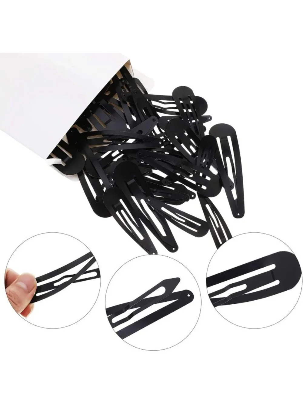 40 Non-Slip Black Metal Snap Hair Clips for Girls, Women, Kids & Toddlers